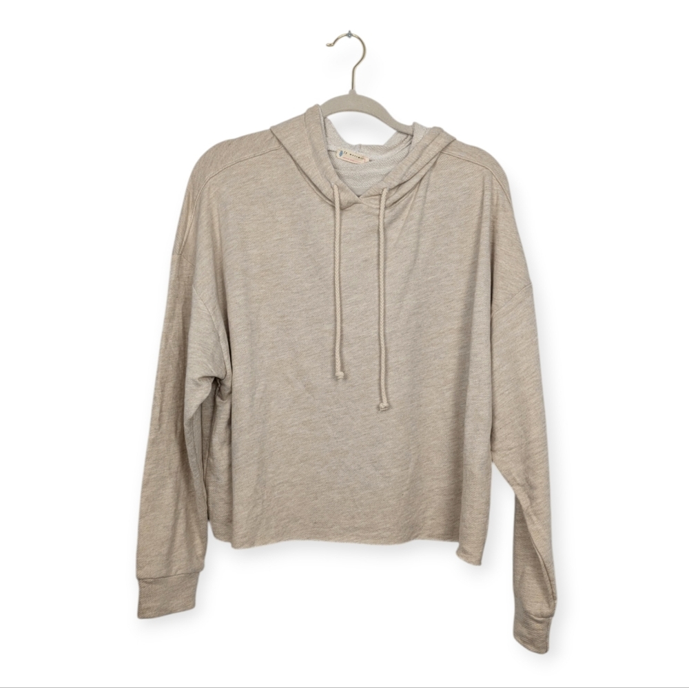 Free People FP Movement Beige Dynamite Embroidered Cropped Hoodie Size M